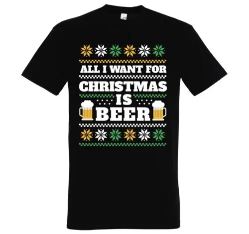 All I Want For Christmas Is Beer Herren T-Shirt Weihnachten Lustig Spruch Santa