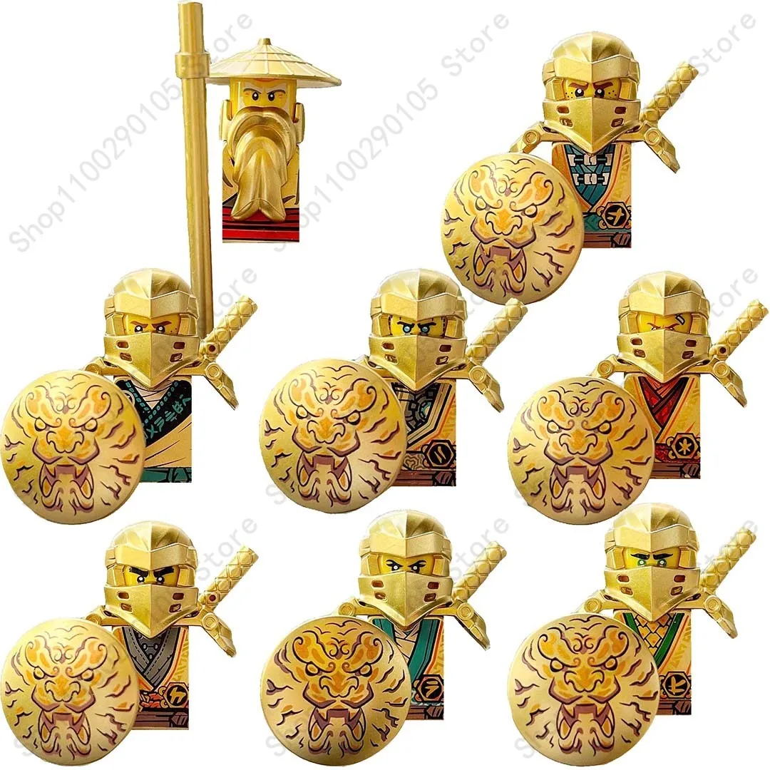 Ninja Anime Bricks Movies Dolls Gold Lloyd Nya Master Wu Kai Cole Model Mini Action Toy Figura Building Blocks Kid Assembly Toy