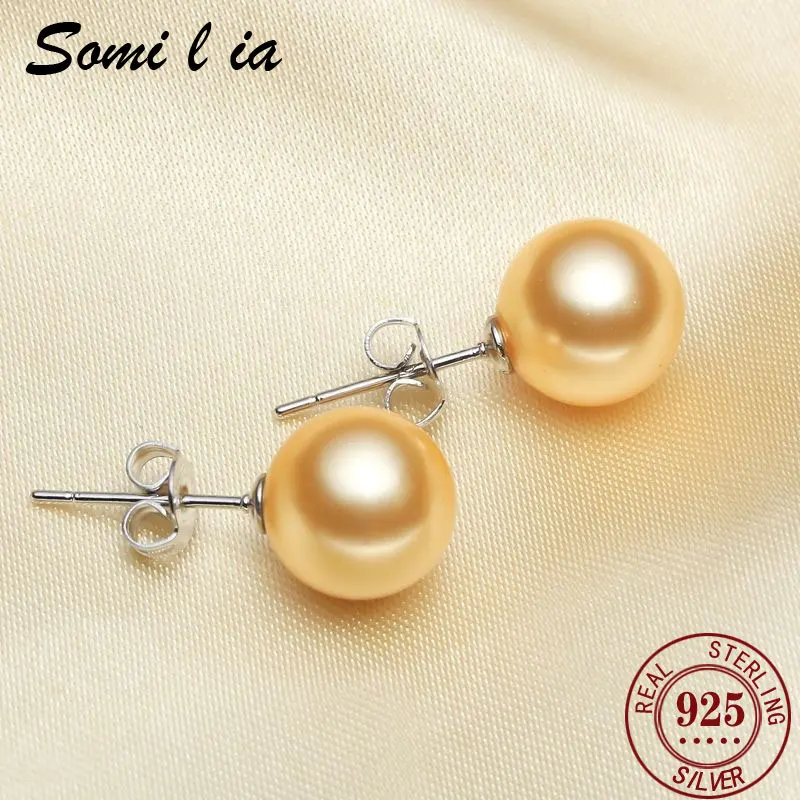 

New Fashion 18K Gold Needle Natural Freshwater White Pearl 4-12mm 925 Sterling Silver Stud Earrings for Mom Gift Women MJewelry