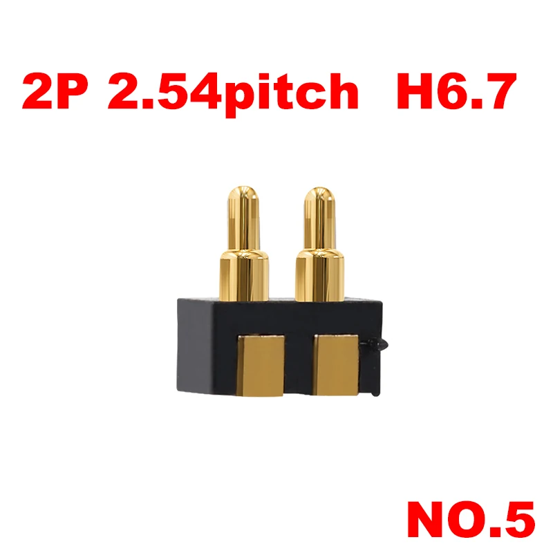 1pcs 4.3 2.8 5.0 5.5 6.7 7.0  2.54 Spring Loaded Pogo Pin Connector Side Welding Mount SMD Strip Male Contact SMT 2P 2pin female