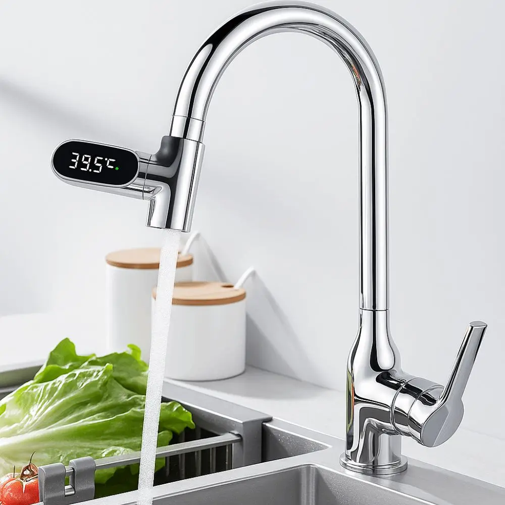 LED Display Hot Tub Temperature Meter Self-powered Monitoring Shower Faucets Thermometer ABS 0-100℃ Bathing Temperature Meter