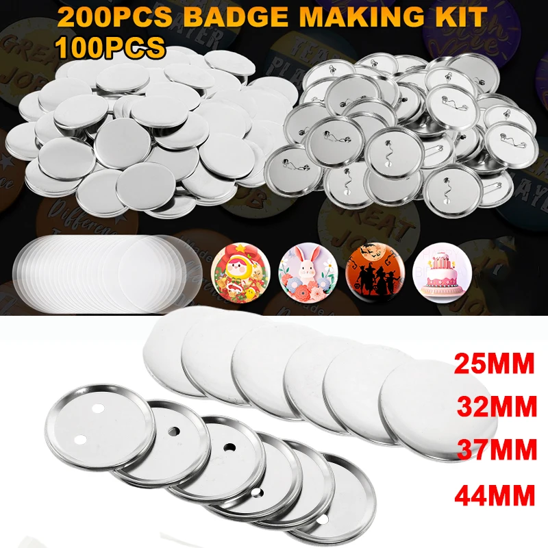 200Sets Metal Badge Pin Button Maker Parts 25mm 32mm 37mm DIY Blank Badge Button Parts for Art Crafts Making Iron-Base Badges