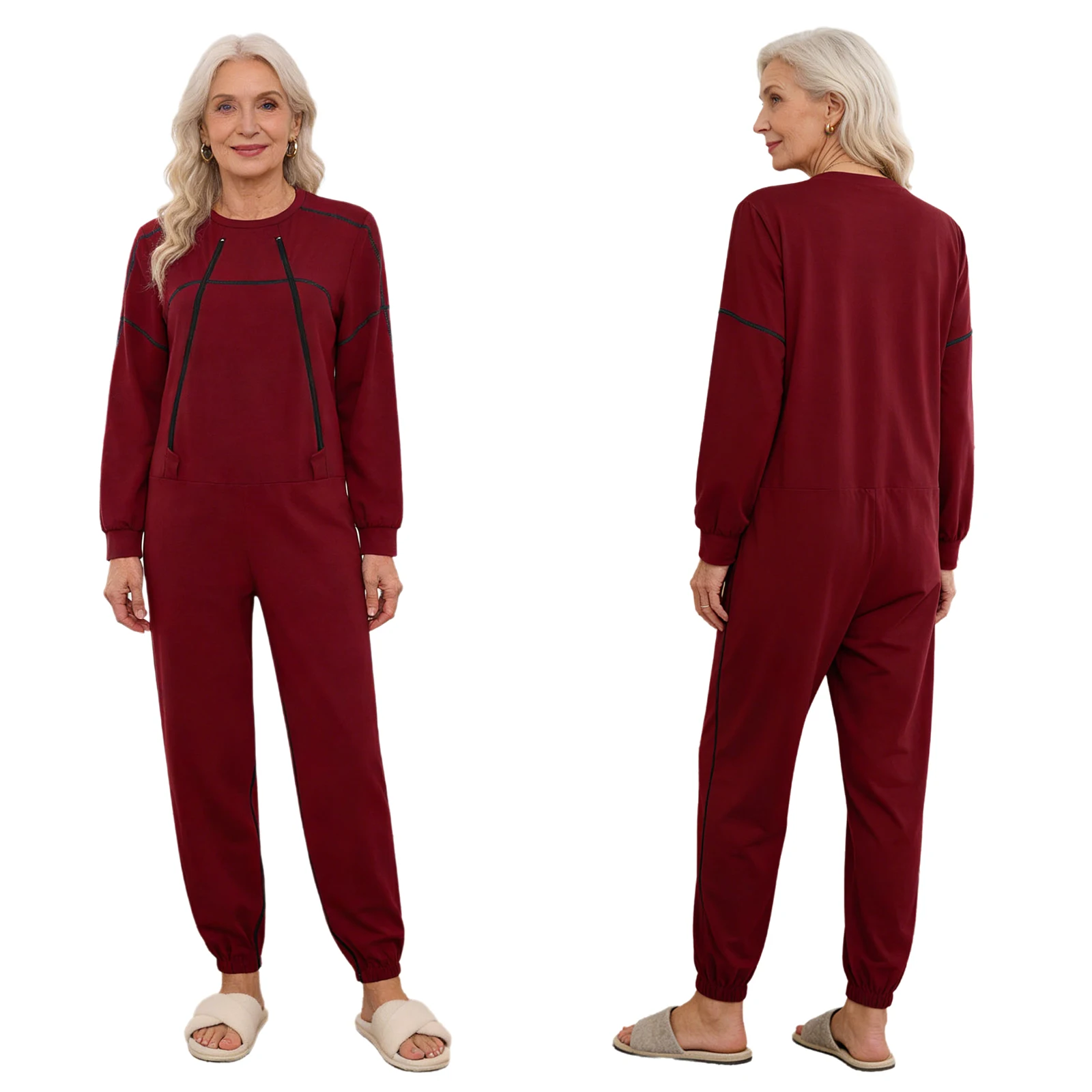 

Женский комбинезон для пожилых людей с длинными рукавами и штанинами, устойчивый к скольжению, для ухода за людьми с особыми потребностями