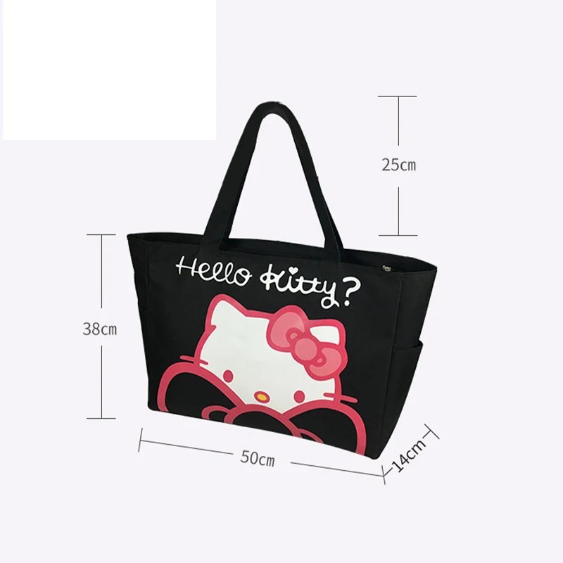 Kawaii Hello Kitty Sanrio Canvas Bag Cute Anime Large Capacity Shopping Bag Portable Shoulder Cartoon Women Storage Bags Gifts