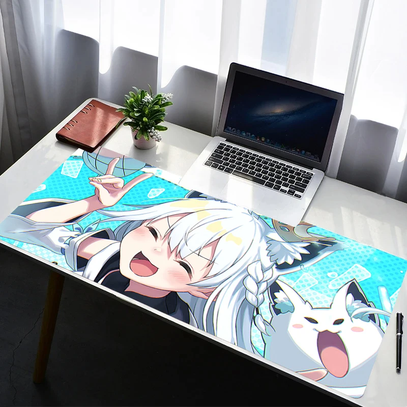 

Mouse Pad Laptop Non Slip Extended Desktop Mouse Mat H-hololive Shirakami Fubuki Anime Keyboard Pad Gaming Accessories Mousepad