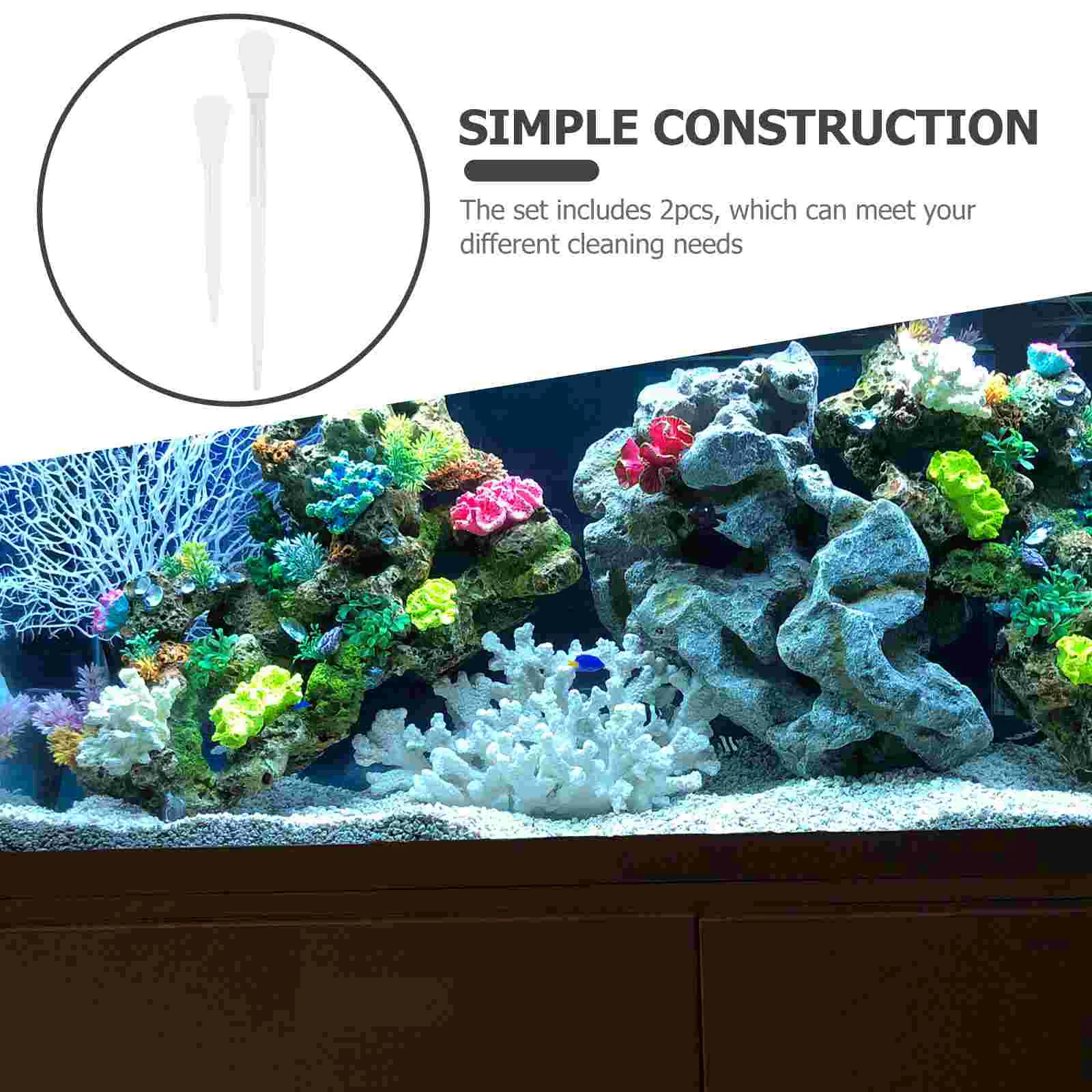 2 Pcs Aquarium Siphon Fish Tank Water Change Tool Feeding Waste Removal Siphon Easy Cleaning Plastic Multi Function