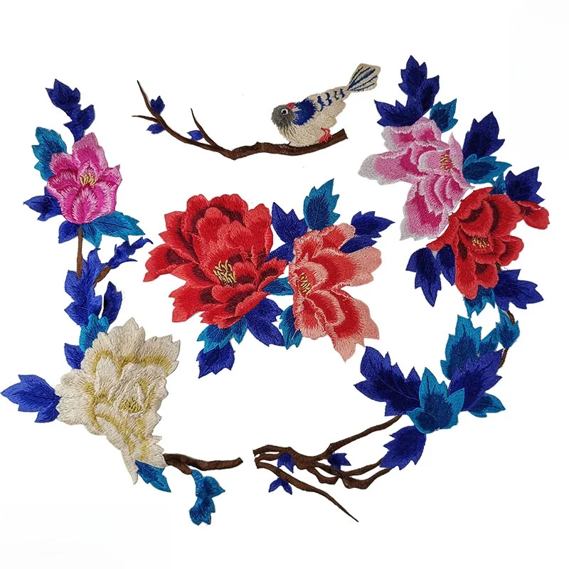 

Hand Sewn Peony Embroidery Large Size Floral Plant Decorations for Dresses Fabric Stickers DIY Sewing Accessories