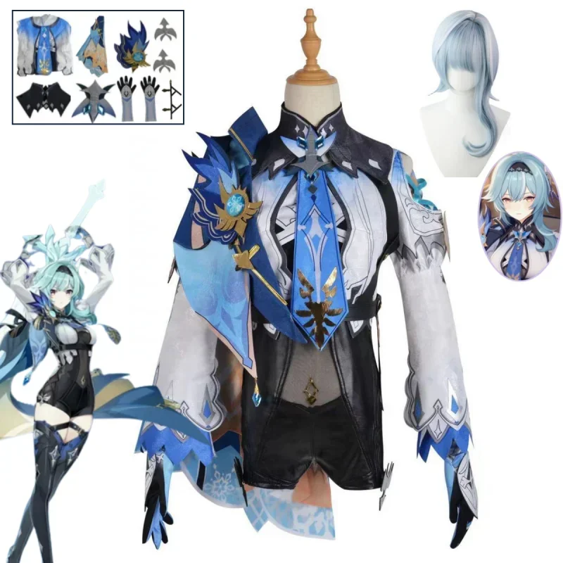 Game Genshin Impact Eula Lawrence Cosplay Costume Halloween Sexy Women's Uniforms Party Reveal Costume Cute Game Set