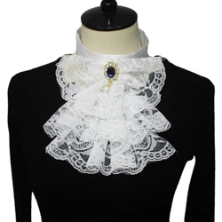 Victorian Jabot Collar Renaissance Detachable Lace Ruffled Neck Stage Fake Collar Party Halloween Cosplay Costume Accessories