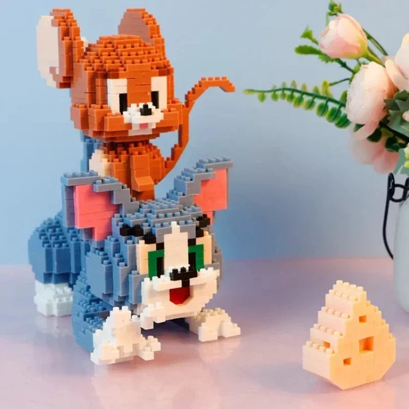 Ute Katze und schelm ische Maus Kinder Baustein Spielzeug Mini Ziegel 3d Modell Kinder Erwachsenen Geschenk