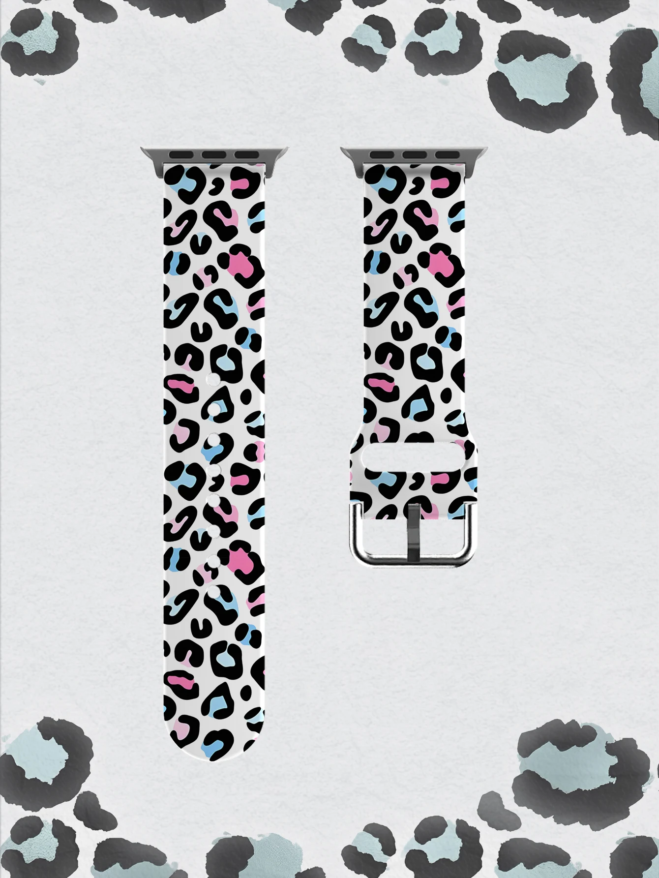 Bracelet pour Apple Watch, imprimé léopard, couleurs rose et bleu, 45 mm, 44, 40, 41, 38, 42 mm, iWatch série 11, 10, 9, 8, 7, 6, 3, se, Ultra 3