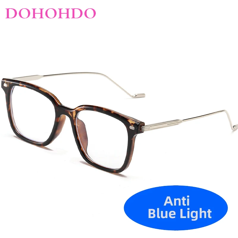 

DOHOHDO Transparent Square Metal Frame Men Glasses Anti Blue Light Women Eyeglasses Anti-Fatigue Lens Punk Style Eyewear Glasses