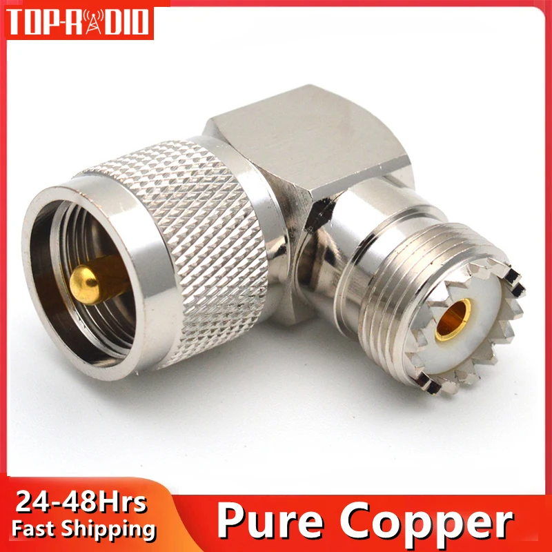 1PC UHF SO-239 Female To UHF PL-259 Male Adapter 90 Degree Right Angle RF Connector