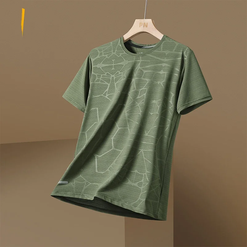 ICE Silk Quick Dry Sport T Shirt Men'S 2023 Short Sleeves Summer Casual Running OverSize 3XL Top Tees GYM Tshirt Clothes