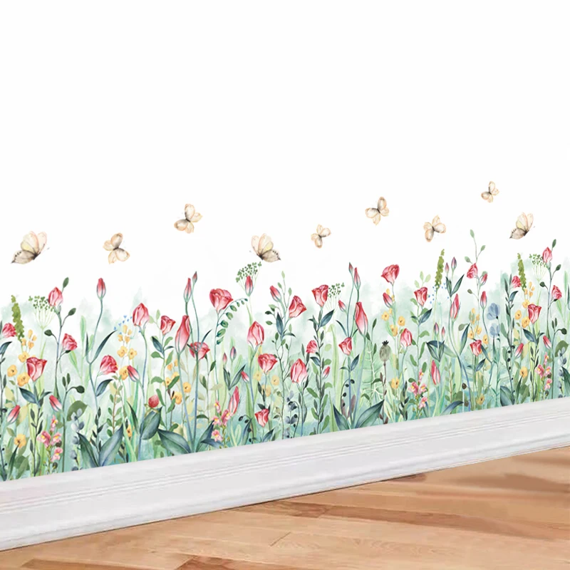 

Fre цветок настенные угловые линии наклейки спальня гостиная угловые украшения самоклеящиеся наклейки