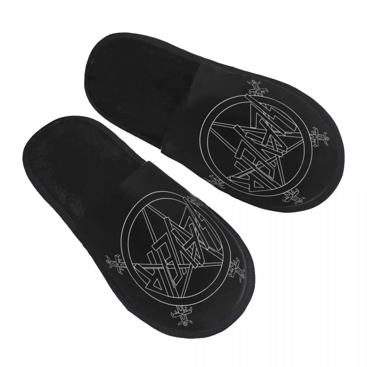 Custom Print Women Symbol Slayers House Slippers Cozy Warm Heavy Metal Rock Memory Foam Fluffy Slipper Indoor Outdoor Shoes