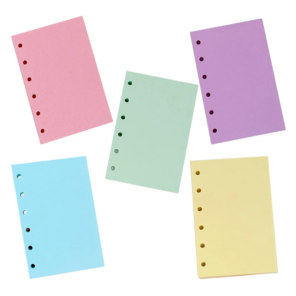 Colored Inner Page Scrapbook Notebook A7 6-Hole Punch Blank Refillable Pages For Diy Planner Binder Loose Leaf Paper