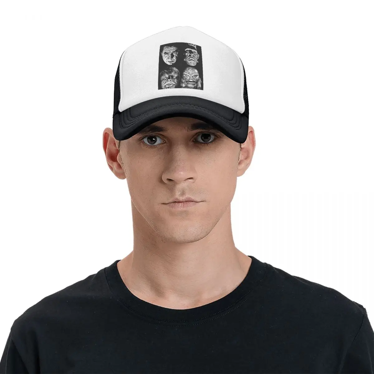 Dracula, Wolfman, Frankenstein, Creature Cap Fashion Mesh Baseball Caps Adjustable Hat Hip Hop Summer Unisex Baseball Hats