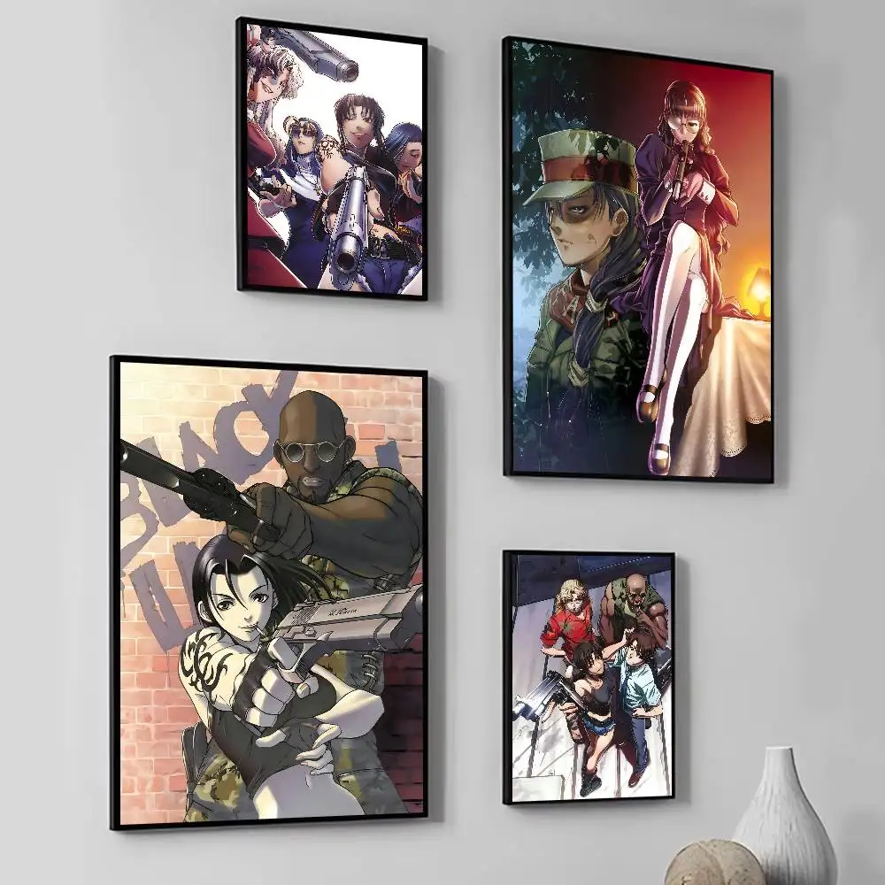 Classic Japanese Anime B-Black Lagoon Manga Posters Self Adhesive Waterproof Ideal For Living Room Bedroom Bar Decoration