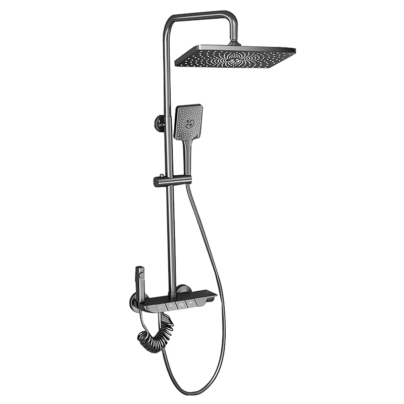 Gun gray shower shower set shows thermostatic pressurized toilet hot and cold shower nozzle