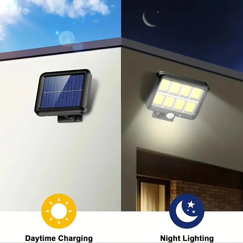 160 LED Solar Wall Sconces, IP44, Outdoor Solar Garden Wall Sconces with 3 Lighting Modes, Motion Sensor Solar Spotlights