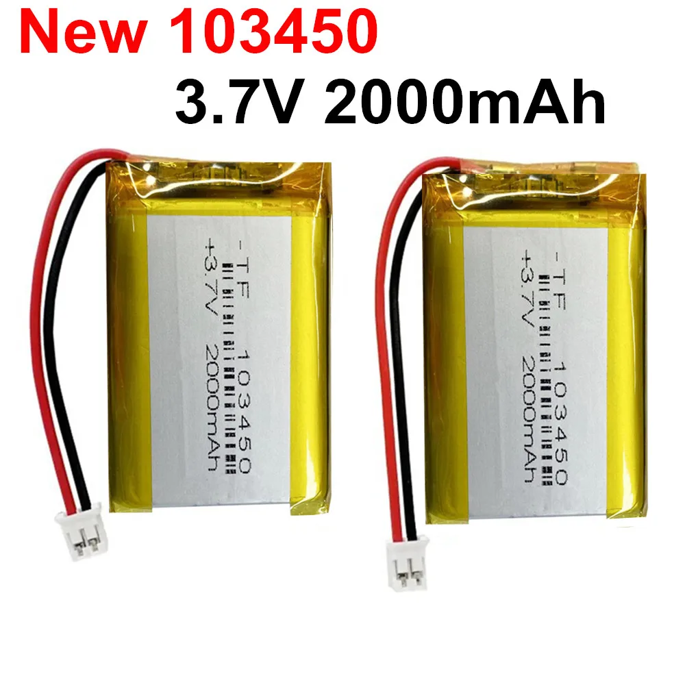

1-10 шт. 3,7 В 2000 мАч 103450 JST PH 2,0 мм 2P полимерная литиевая аккумуляторная батарея для камеры GPS-навигатора MP5 Bluetooth-гарнитура