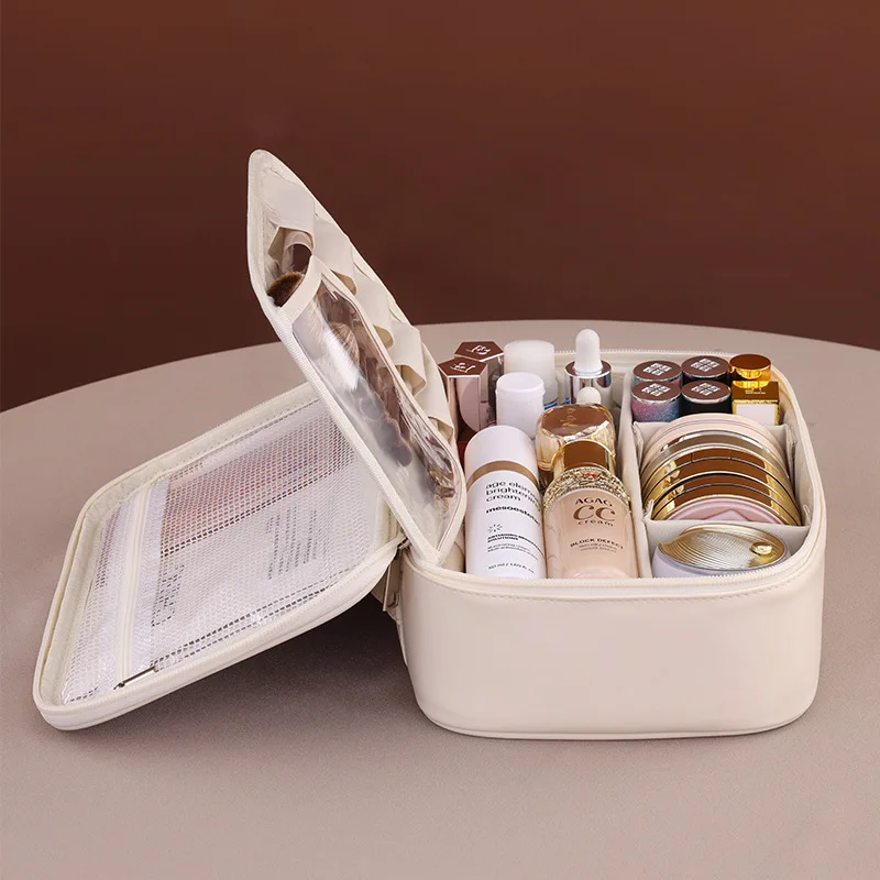 Free Partition Large Capacity High-End Portable Makeup Bag Travel Makeup Brush Storage Bag Wash Bag