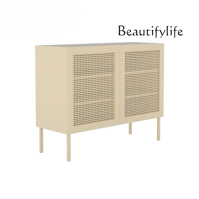 

Nordic Solid Wood Rattan Dining Side Tea Cabinet Modern Minimalist Hallway Storage Living Room TV Locker