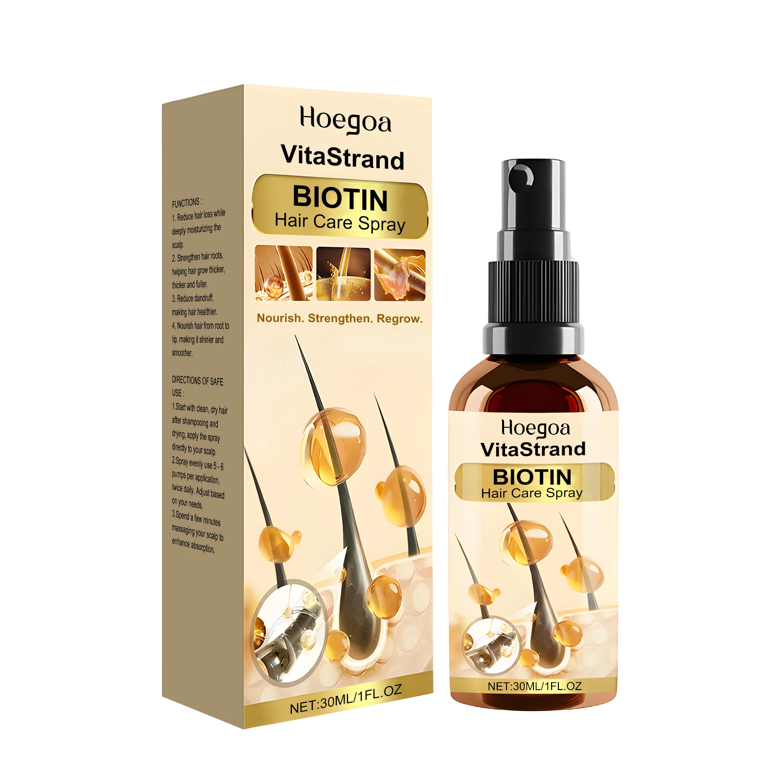 Hair Care Serum For Stronger Hair - Nourishing Scalp Treatment To Improve Hair Health & Promote Shine With Gentle Formula