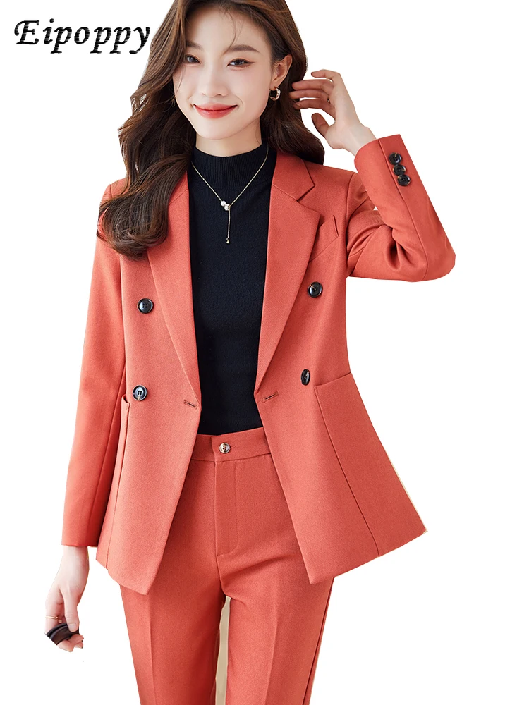 

Red Khaki Black Brown Women Pant Suit Ladies Female Formal Business Jacket Blazer And Trouser Work Wear 2 Piece Set