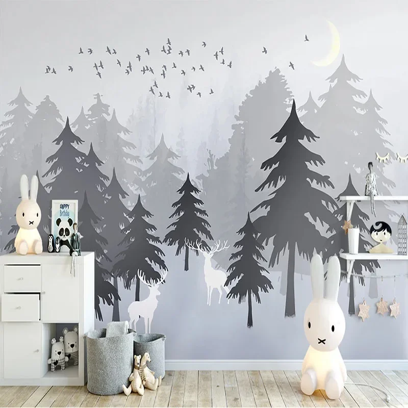 Custom Mural Wallpaper 3D Hand Painted Forest Elk Wall Painting Living Room TV Sofa Bedroom Home Decor Papel De Parede Sala