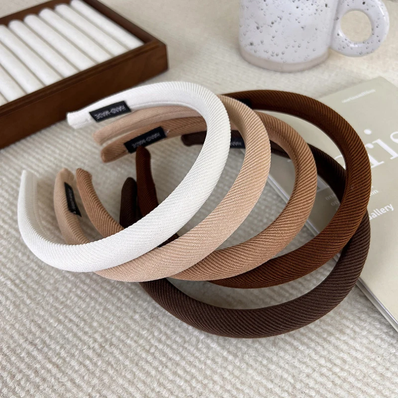 New Retro Coffee-Colored Pinstriped Headbands Sponge Hair Band for Womans Girl Elegant Hair Hoop Lady Fashion Hair Accessories