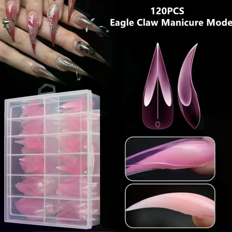 120 piezas de moldes de uñas duales 3D con forma de garra de gato, para extensión de gel de poligel, diseño de garra de águila 3D, moldes reutilizables de cobertura completa, diseño de uñas de Halloween