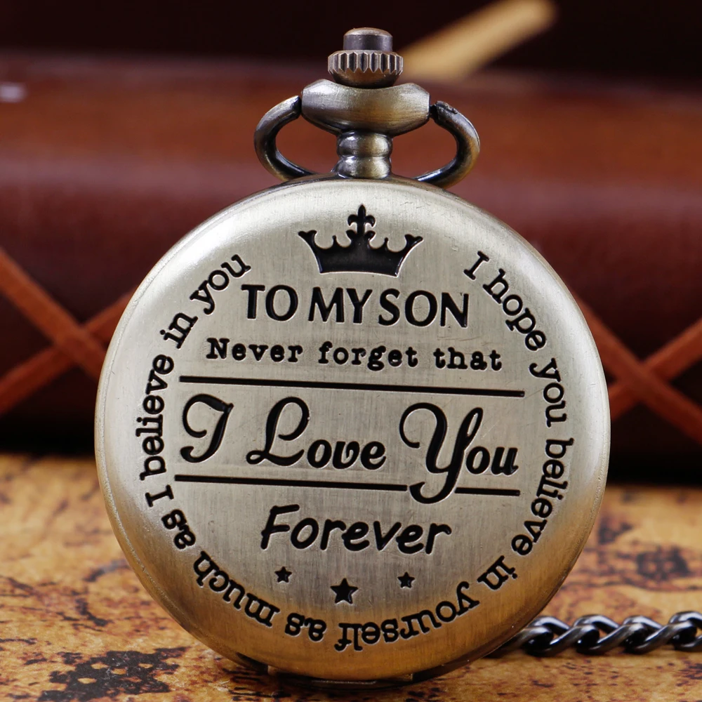 

Best Gift Quartz Pocket Watch To My Son Necklace Fob Watches Men Kids Children's Day Boy Gift With Chain Present reloj