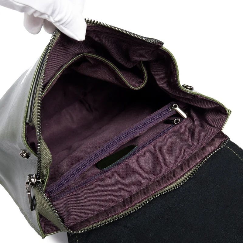 Sac à dos en cuir véritable pour femmes, à bandoulière, à la mode, en cire d\'huile, sac de jour