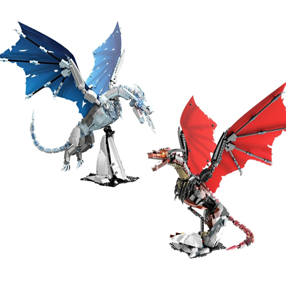 

IN STOCK MOC Idea Ice Dragon Building Blocks Model Fire Dragon Bricks Assembling Toys for Children Birthday Gift Set