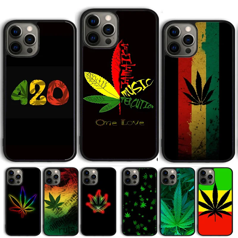 Weed Leaf Pot Rasta Reggae Phone Case Cover For iPhone 15 16 14 13 12 Pro Max mini 11 Pro Max XS XR Plus Coque Shell