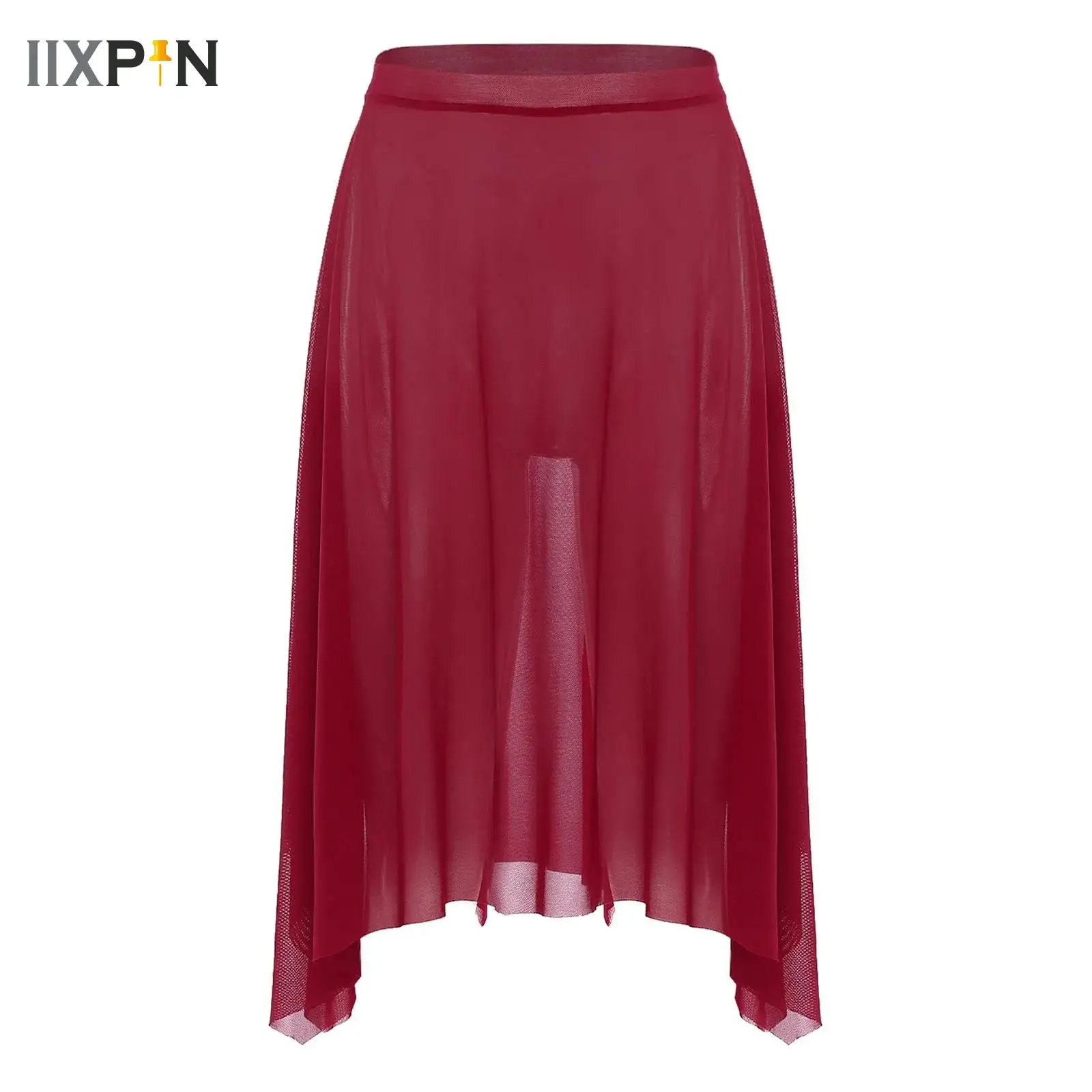 

Adults Lyrical Dance Ballet Skirts Women Elastic Waistband Soft Ballet Dress Asymmetrical Hem Ballet Dance Costumes for Practice