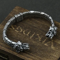Nordic Viking Norse Wolf head Bracelet Men Wristband Cuff Bracelets Viking Bracelet For Men and Women Talisman