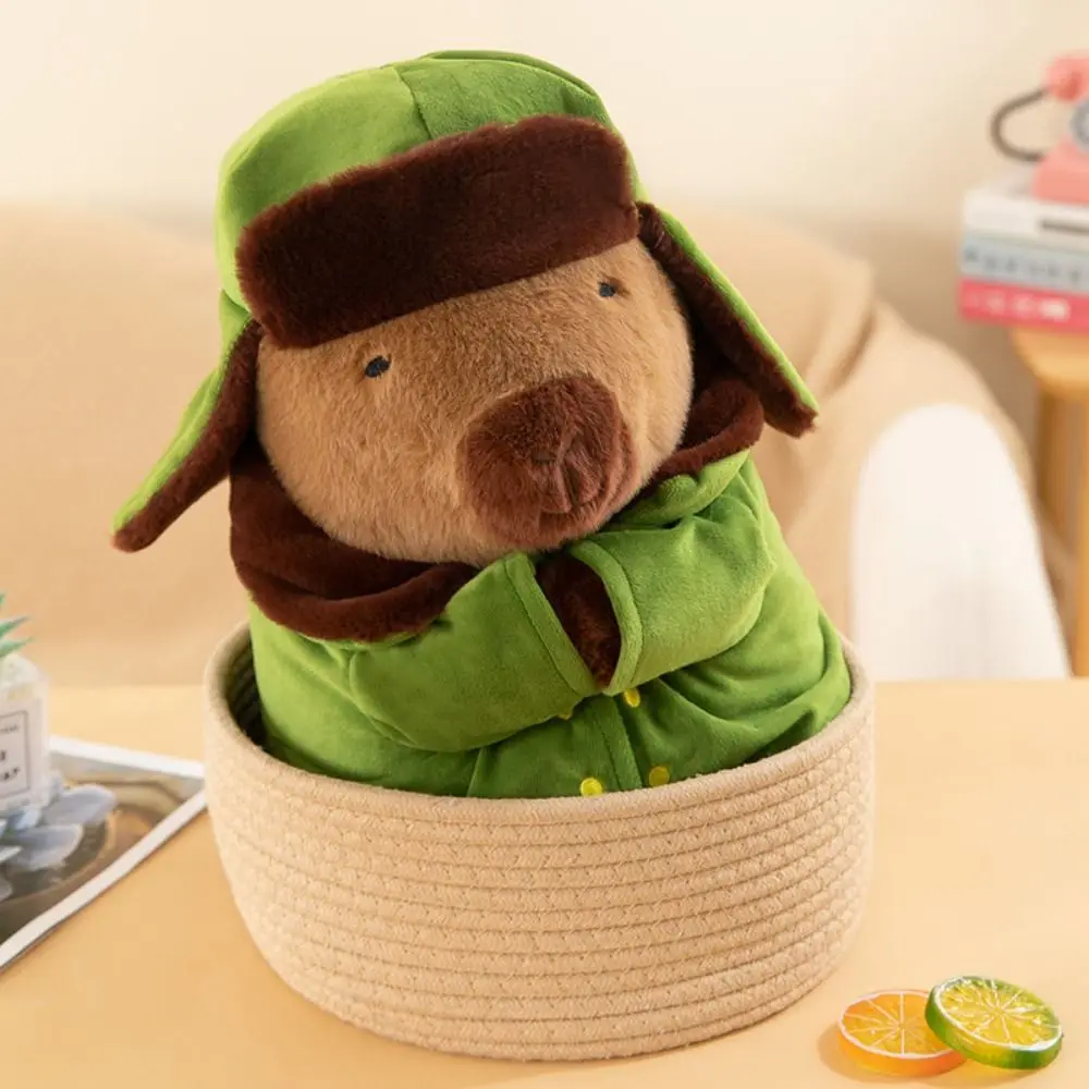 Simulation Overcoat Capybara Plush Doll Green Animal Capybara Plush Toys Cute Soft Capybara Anime Fluffty Toy Home Decor