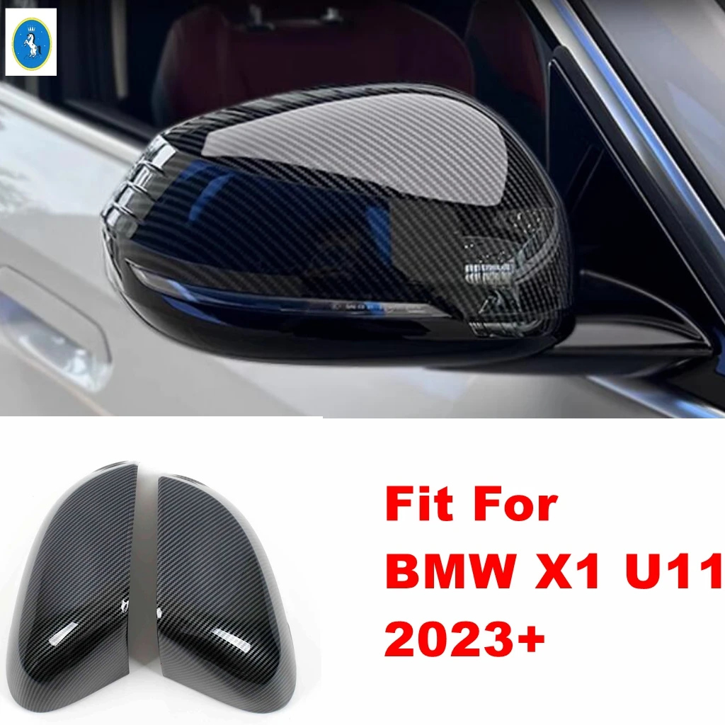 

ABS Car Side Rear View Mirror Case Cap Shell Decor Cover Trim For BMW X1 U11 2023 2024 Black / Carbon Fiber Accessories Exterior