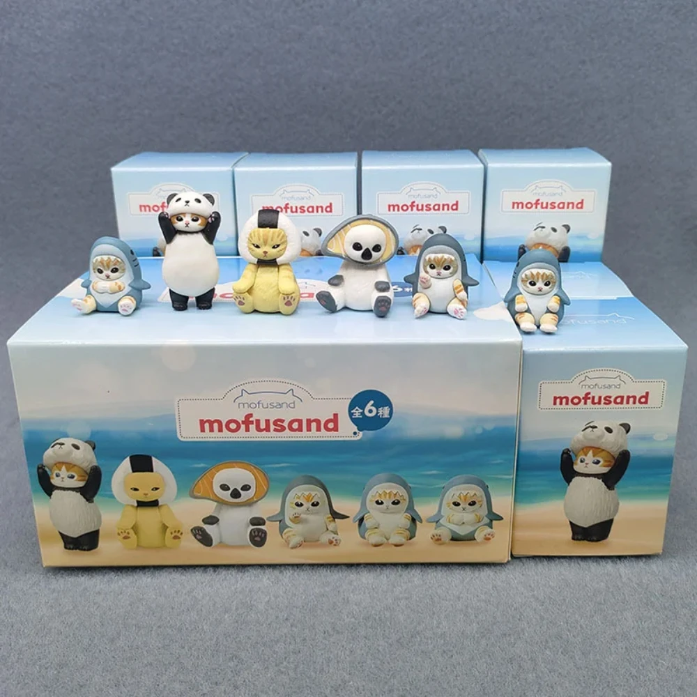 6Pcs Mofuseands Cat Dolls Toast Pandas Cat Cos Cross-Dressing Action Figure Model Toys Home Exhibit Ornaments Birthday Xmas Gift