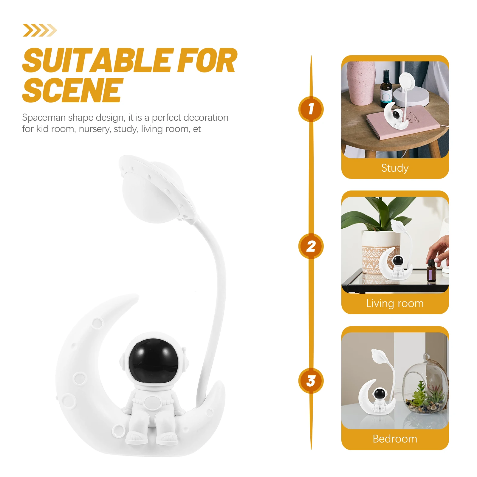 

1pc Astronaut Shaped LED Light Mini USB Desk Lamp White Room Decor Night Light Bedside Table Lamp Gift Idea for Kids Bedroom