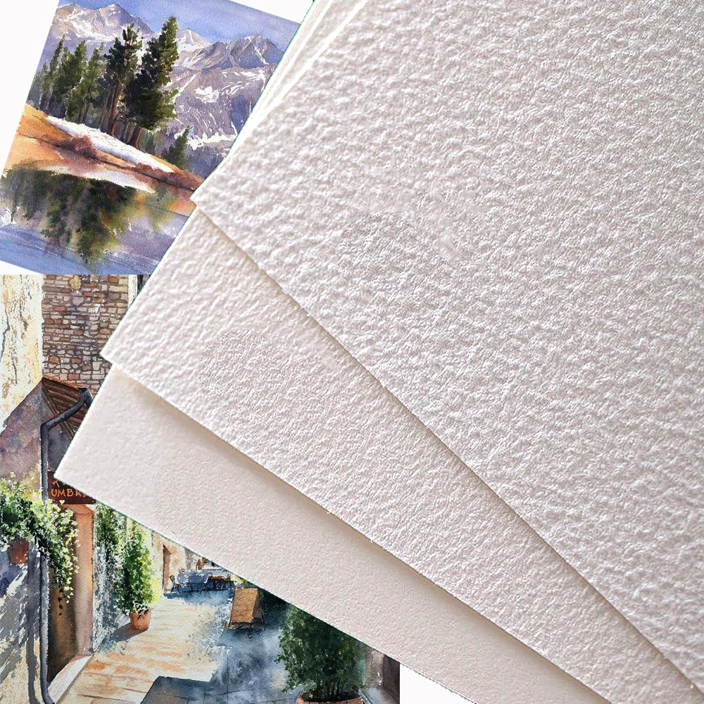 12 sheets of 300g cotton pulp paper thickened Coarse, medium and fine lines watercolor paper card water color paper Art Supplies