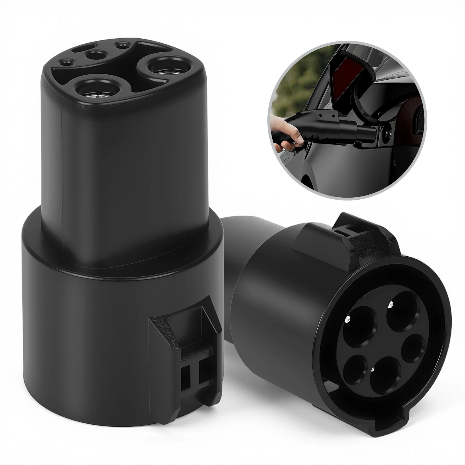 

SAE J1772 Charger Adapter Latch Black Compatible Tesla Model 3/Y/X/S Cybertruck 80Amh 240V Fit For AC EV Charging Gun Connector