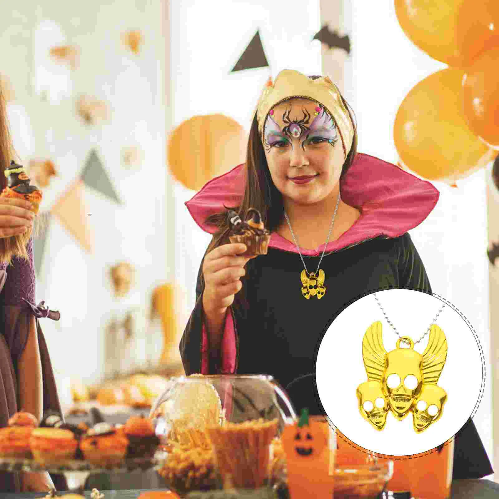 Gothic Jewelry Pirate Skull Tag Decoration Hanging Necklace Makeup Costume Props