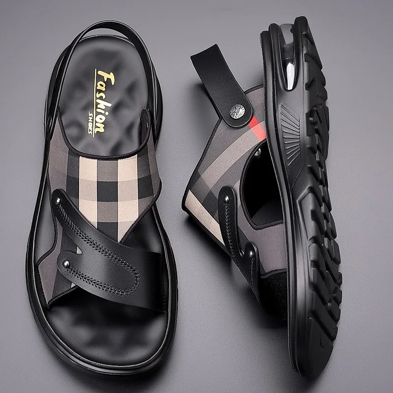 Men's Sandals Leather Casual Sandals Summer Beach Sandals for Men Outdoor Non Slip Platform Slippers Big Size47 Sandalias Hombre