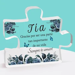 1pc,  Spanish Enhanced Acrylic Block Puzzle Plaque - Delicate Aunt Gifts - Perfect Christmas Anniversaries  Wedding Birthdays