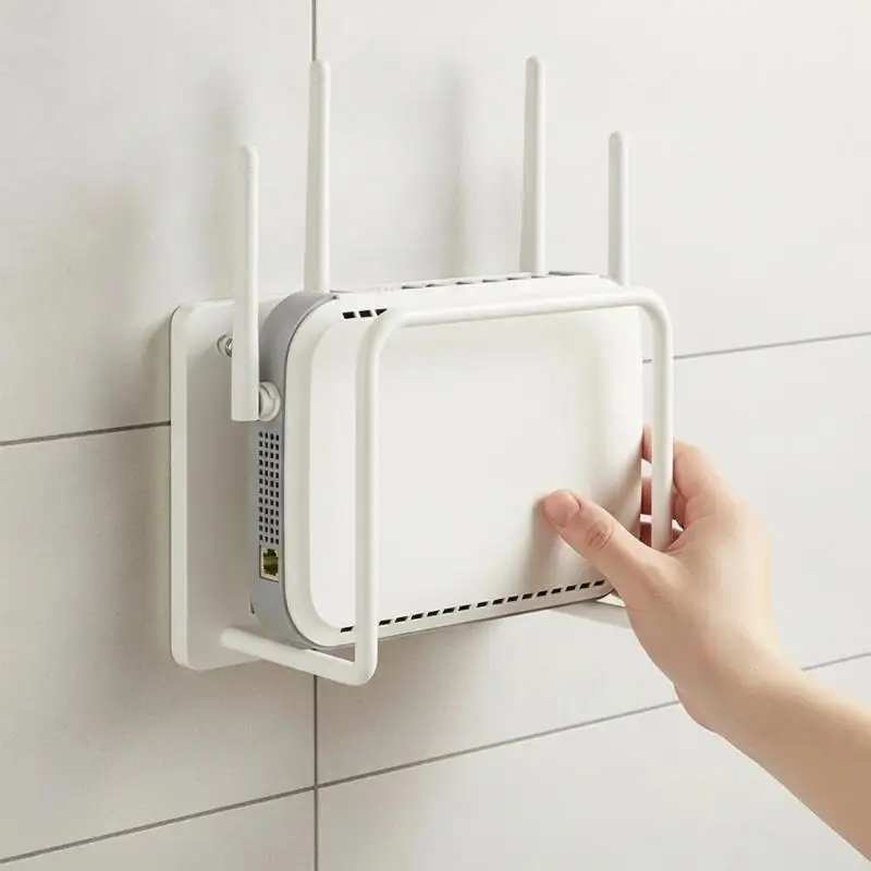 Punch Free Wall Router Bracket Self Adhesive Durable Shelf for WiFi Routers TV Set Top Boxes Living Room Decor