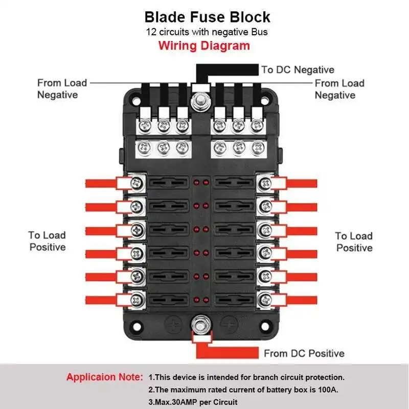 Wasserdicht Auto Bus Marine 12 Weg AC Leistungsschalter Led-anzeige 32 V DC Sicherungskasten Halter Mit Negativ Terminal